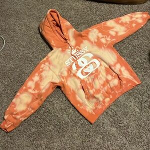 Orange tie dye stussy hoodie